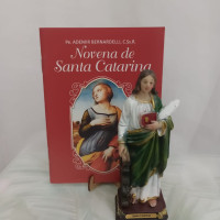 Kit Novena de Santa Catarina + Imagem em Resina 13cm – Devoção Completa em Sua Casa

