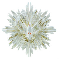 Divino Espirito Santo Branco c/ Dourado Inquebrável 30cm - Ecológica
