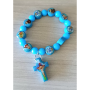 Pulseira Infantil Vários Santos Azul com Crucifixo
