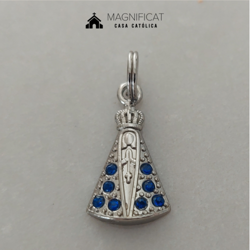 Pingente Nossa Senhora Aparecida - Strass Azul Claro (22mm)
