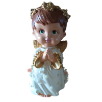 Anjo em Gesso Maciço de 19 cm Pintado à Mão
